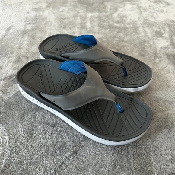 Vionic Restore Sandals Flip Flops Men\'s 11.5 Women\'s 13 Gray Blue Shoes main image 4